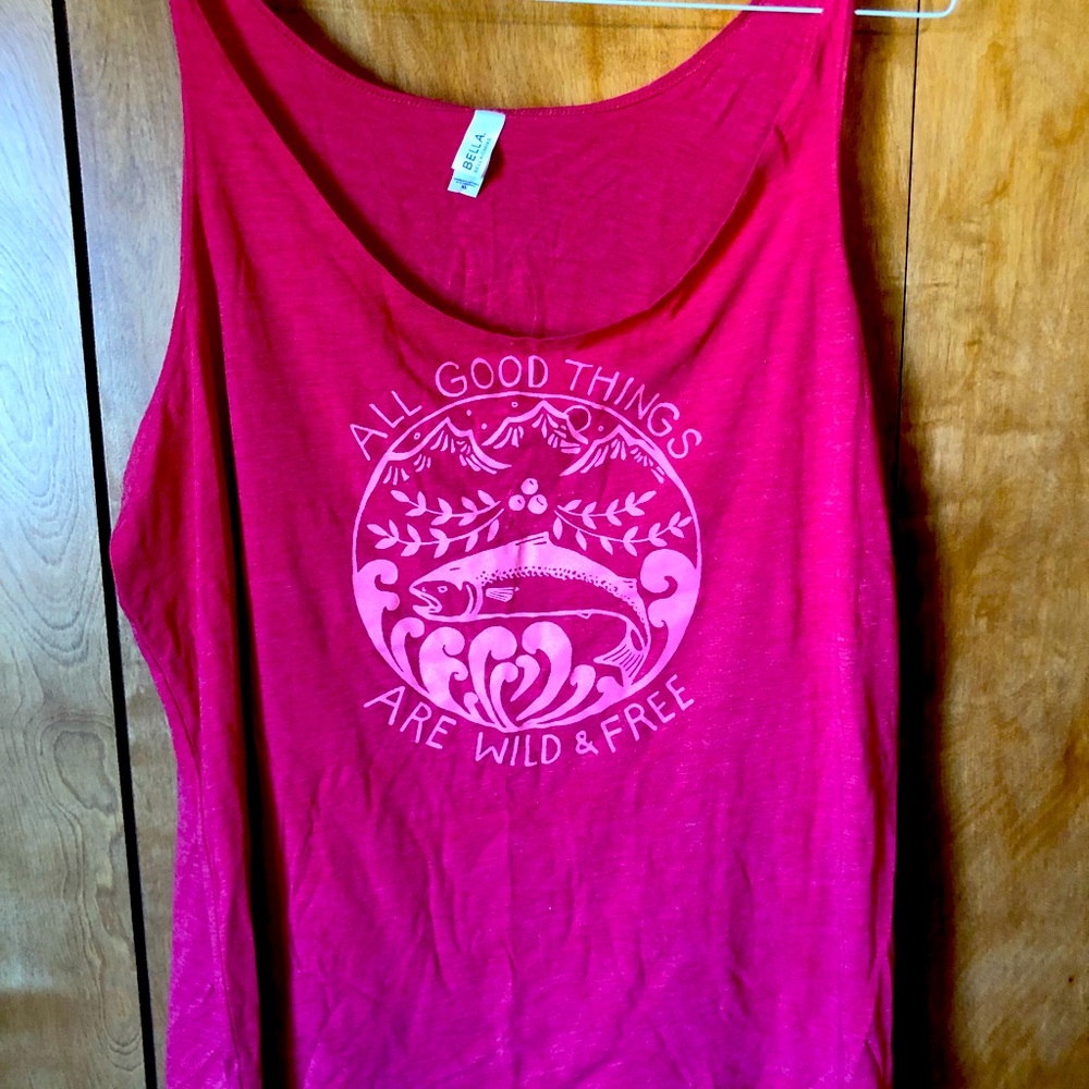 Salmon sisters tank top